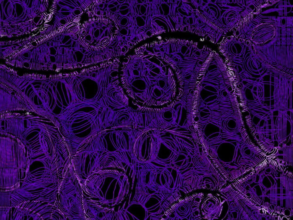 Abstract digital artwork in deep purple and black.